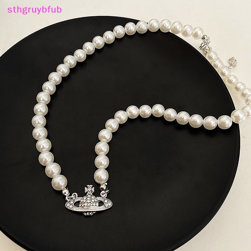 Vòng cổ STHB Y2K Đính Đá Zircon Ngọc Trai Nhân Tạo Mặt Hình Hành Tinh Phong Cách Vintage Cho Nữ