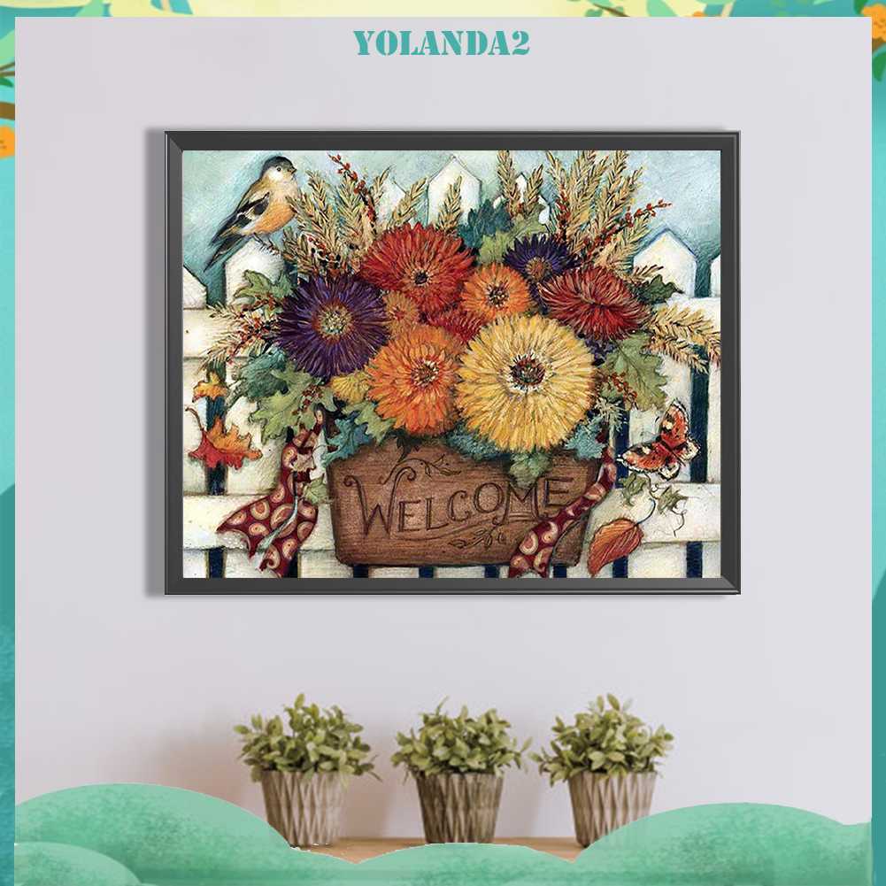 Tranh Đính Đá Kim Cương Toàn Bộ 5D DIY Hình Vẽ Hoa Trang Trí Nhà Cửa