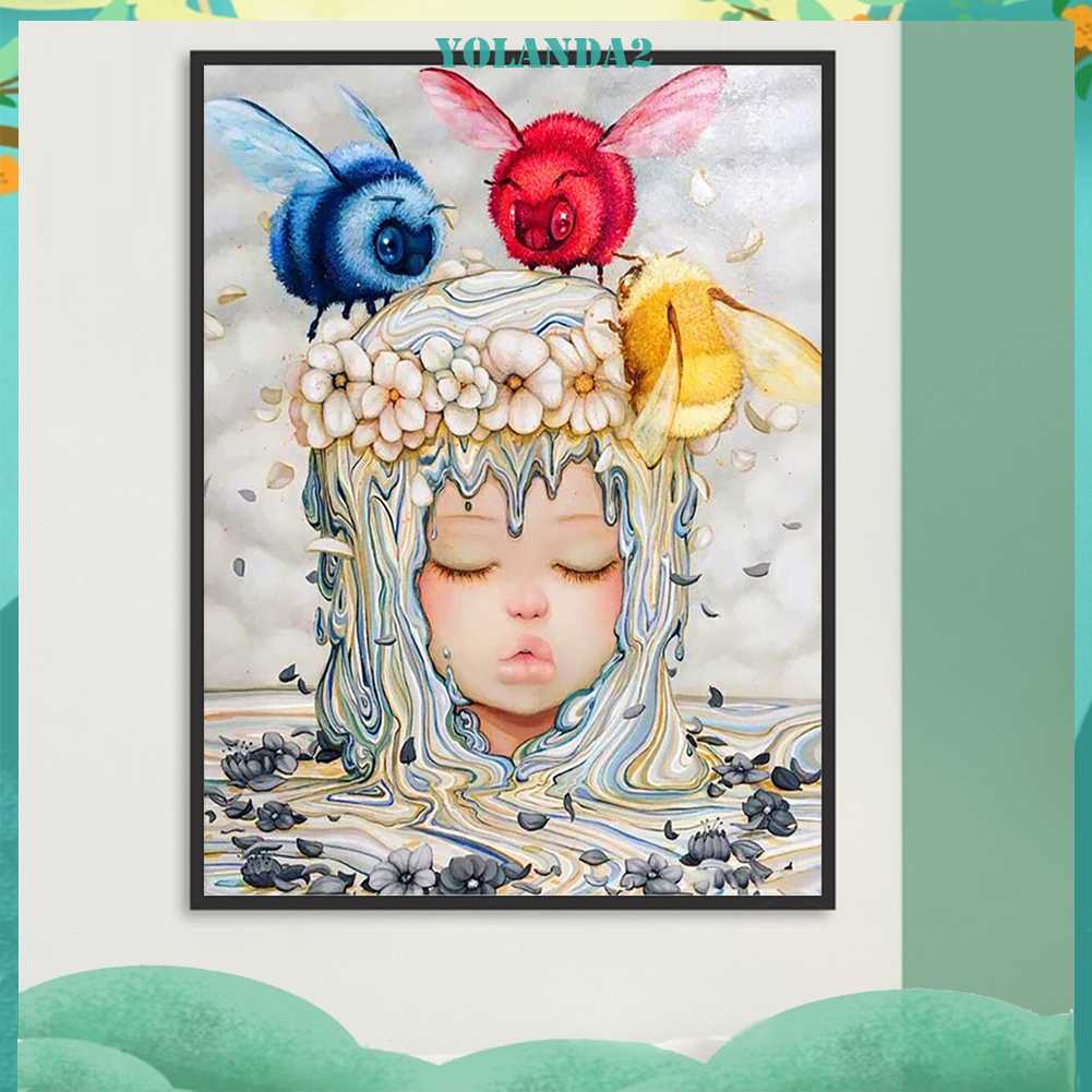 Tranh Đính Đá Kim Cương Toàn Bộ 5D DIY Hình Vẽ Cô Gái Trang Trí Nhà Cửa