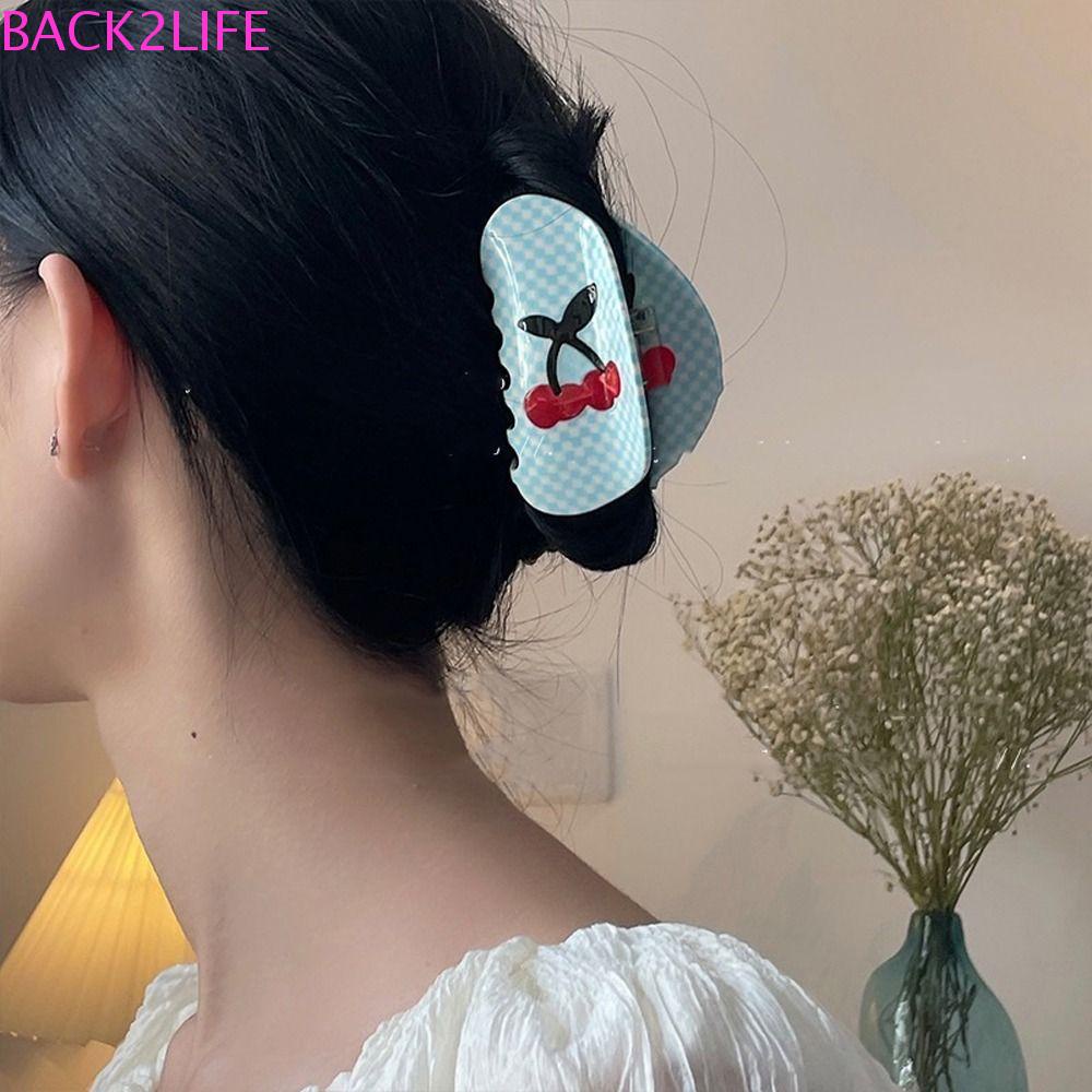 Kẹp Tóc Đuôi Ngựa Hình Trái Cây Kẻ Sọc Thời Trang Thanh Lịch Dành Cho Nữ BACK2LIFE Acetate