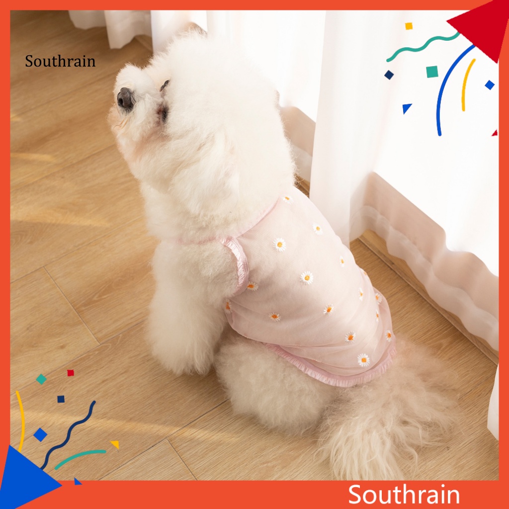 Đầm Không Tay Phối Lưới Siêu Mỏng Thoáng Khí Thời Trang Mùa Hè Cho Cún Cưng