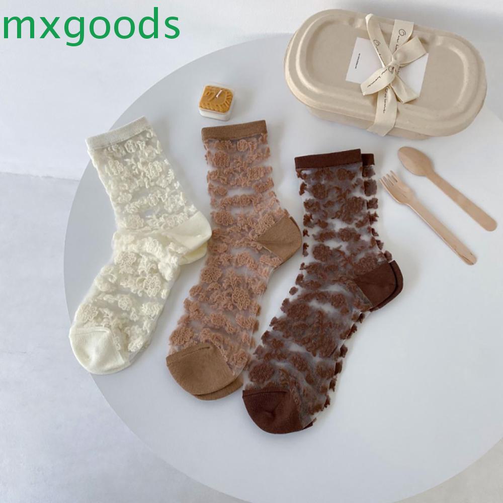 Vớ Lụa Thủy Tinh Trong Suốt In Họa Tiết Hoa Phong Cách Lolita Cổ Điển Gợi Cảm Cho Nữ