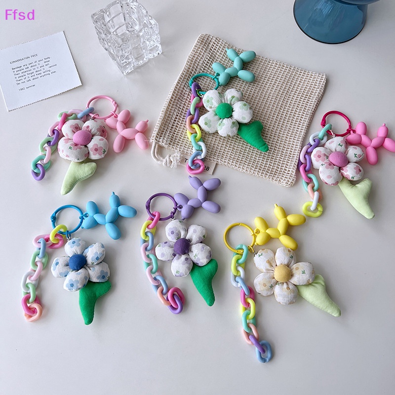 {Ffsd} Móc Khóa Xe Hơi / Túi Xách Cặp Đôi Hình Cô Gái Và Bông Hoa Bằng Vải Nhiều Màu Dễ Thương Làm Quà Tặ