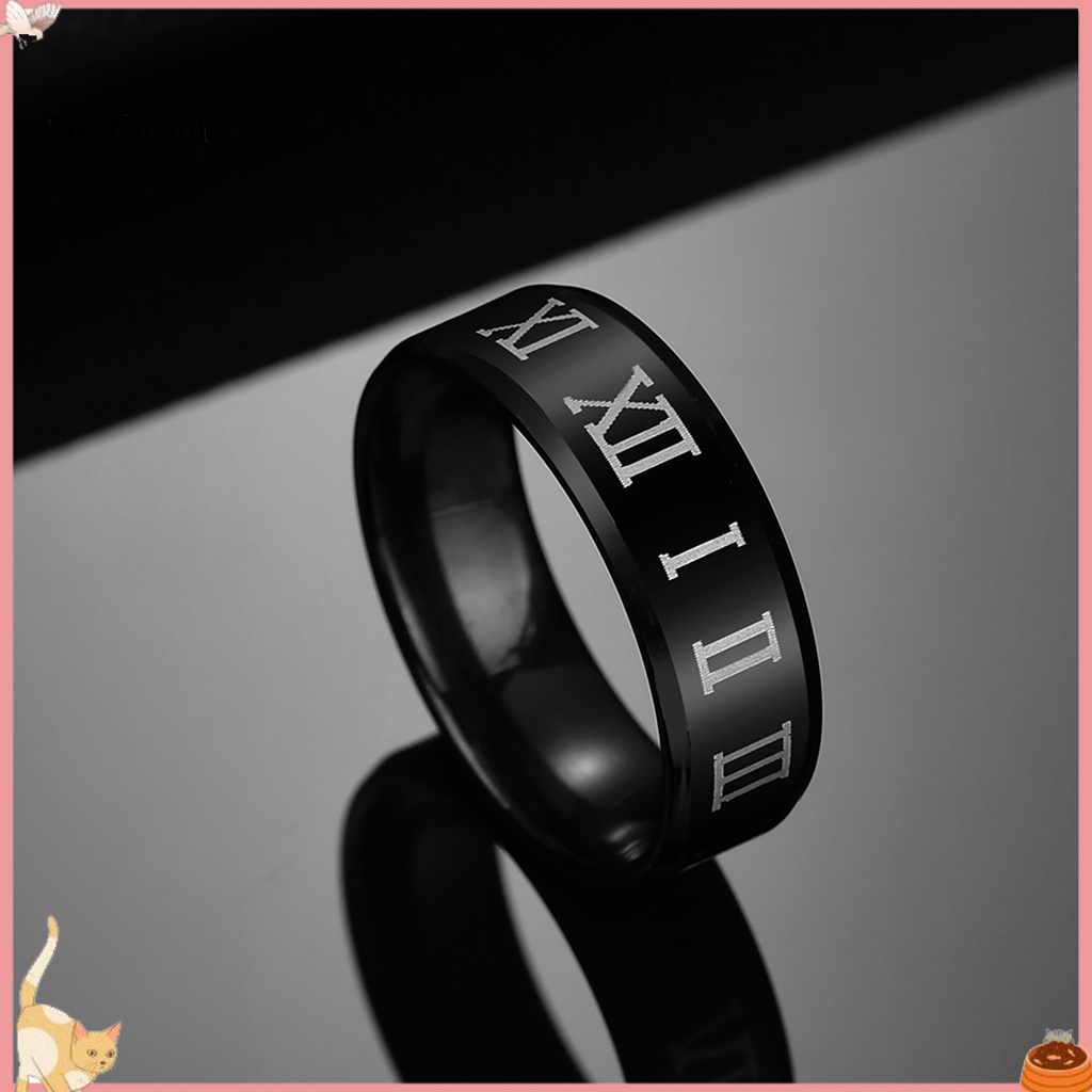 Nhẫn Thép Không Gỉ Sang Trọng In Số La Mã Cho Nam
