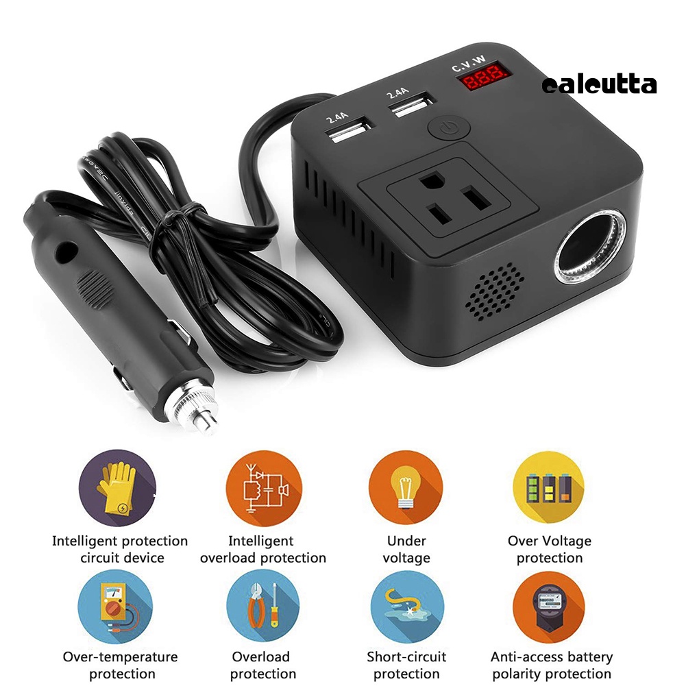 Bộ Chuyển Đổi Nguồn Điện 150W USB QC3.0 DC12V Sang AC220V Cho Xe Hơi
