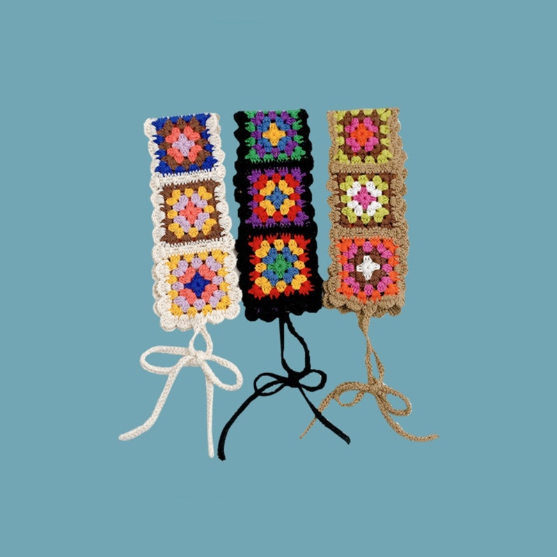 Băng Đô Cài Tóc Đan Móc Họa Tiết Hoa Phong Cách Dân Tộc Có Thể Điều Chỉnh Độ Dài