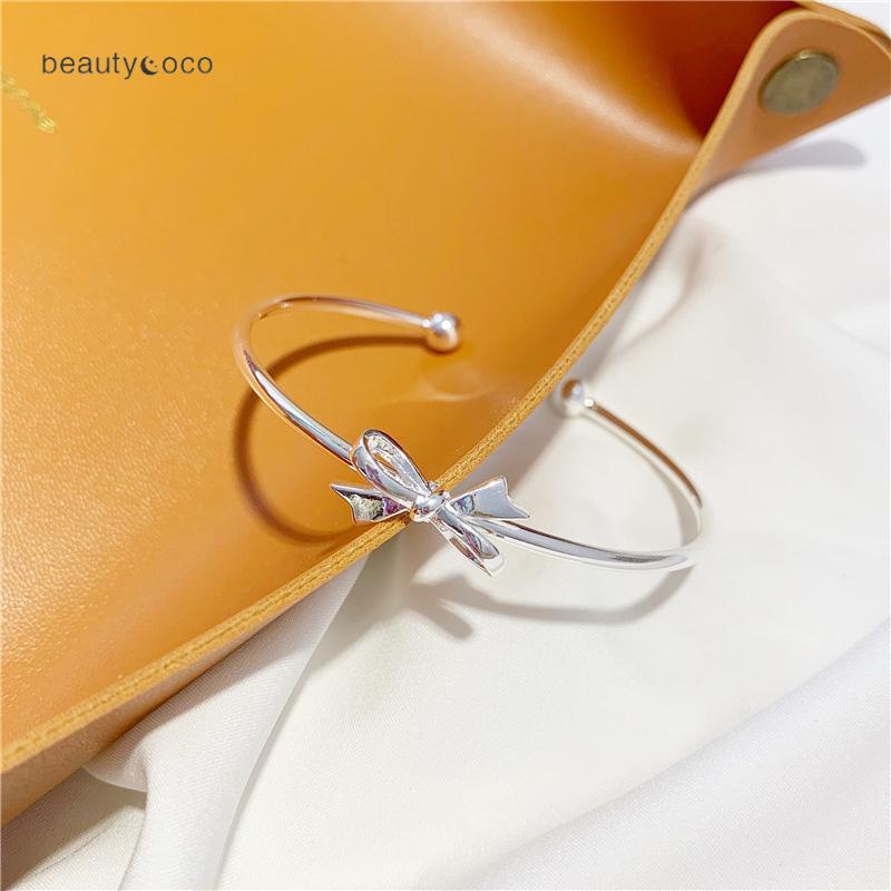 beautycoco🍊Vòng Đeo Tay Bạc Đính Nơ Ngọt Ngào Dễ Thương Làm Quà Tặng Cho Bạn Gái/ Bạn Gái