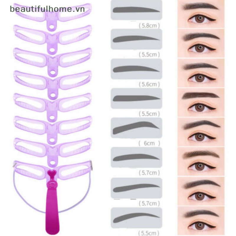 Bộ 8 Khuôn Kẻ Lông Mày Tự Tạo Dáng Tiện Dụng
