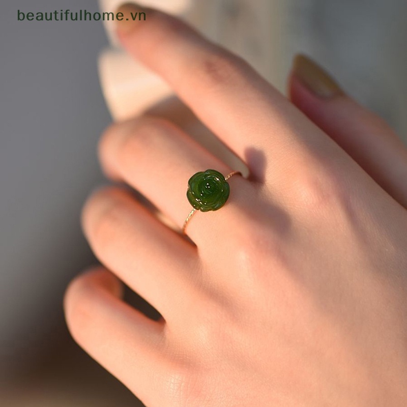 [beautifulhome] Nhẫn Hoa Hồng Xanh Lá Thời Trang Tinh Tế Làm Quà Tặng Đám Cưới Cho Nữ [beauty]
