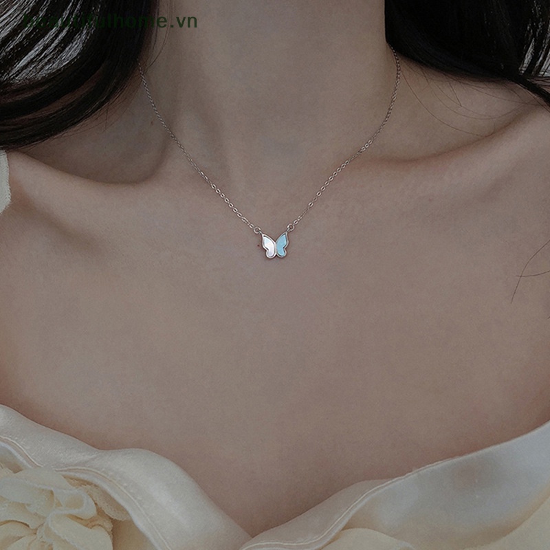 Vòng cổ Mặt Hình Bướm Màu Sắc Vàng Thanh Lịch Đơn Giản Cho Nữ