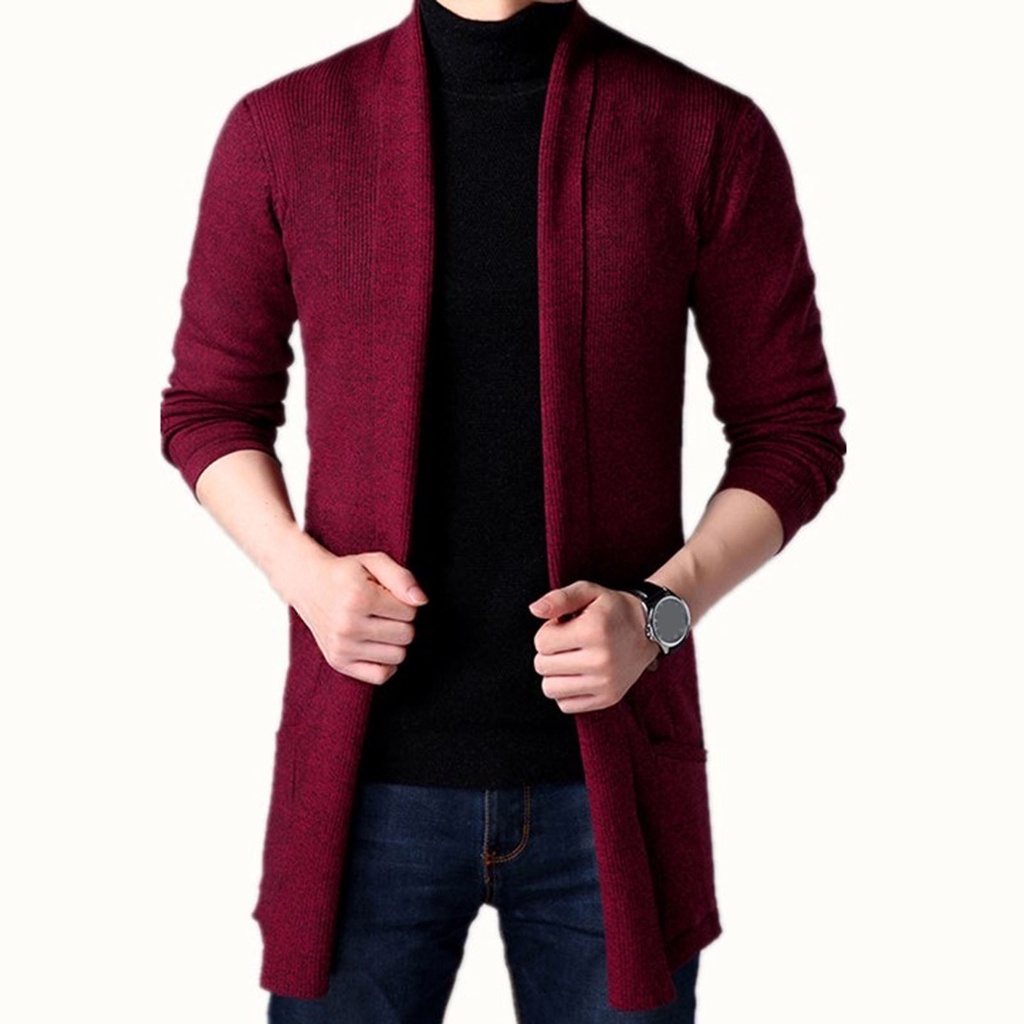Áo Khoác Cardigan Dệt Kim Màu Sắc Tinh Khiết Chống Nhăn Thời Trang Thu Đông Cho Nam Giới