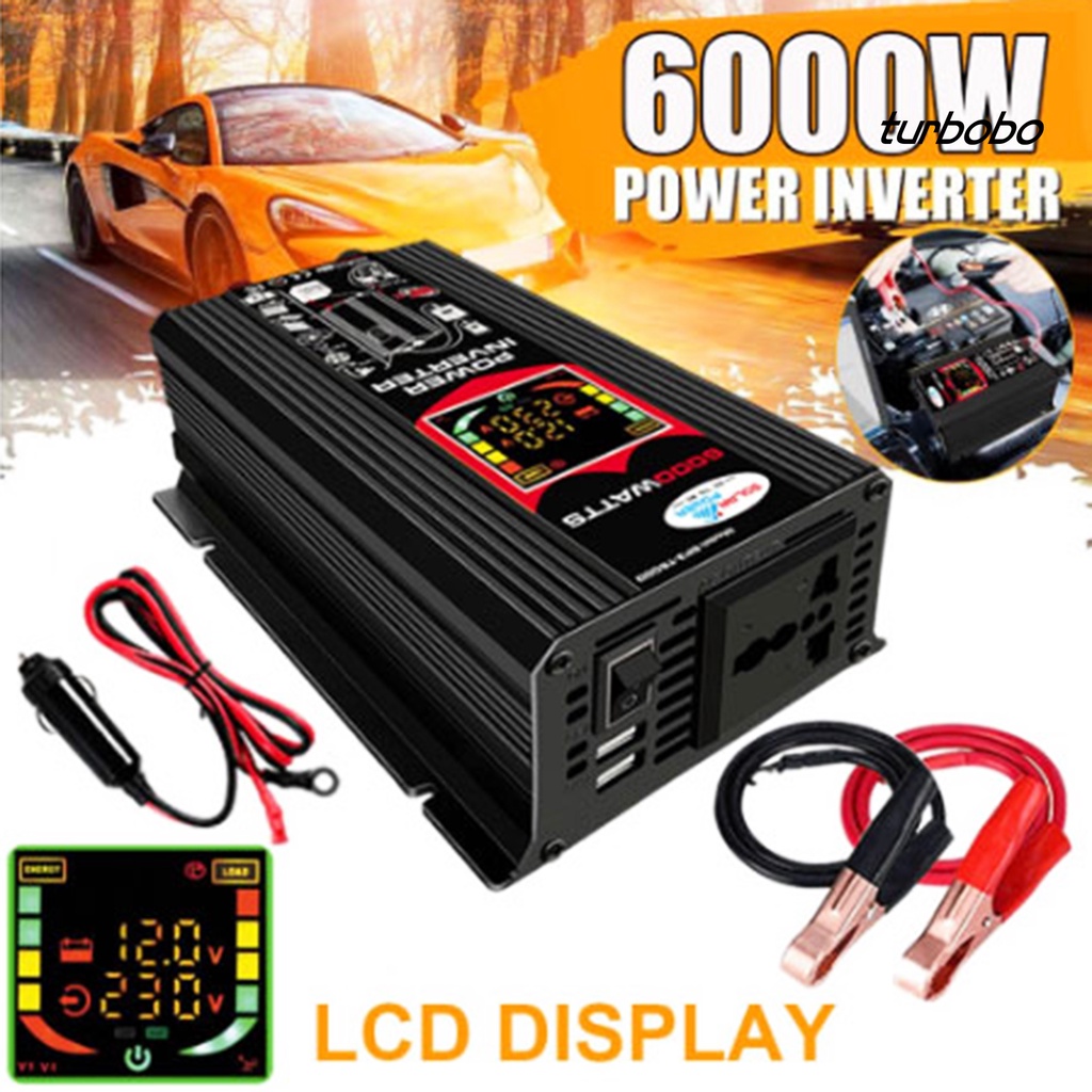 Bộ Chuyển Đổi Nguồn Điện 6000W DC12V Sang AC220V / 110V Màn Hình LCD Thông Minh Cho Xe Hơi