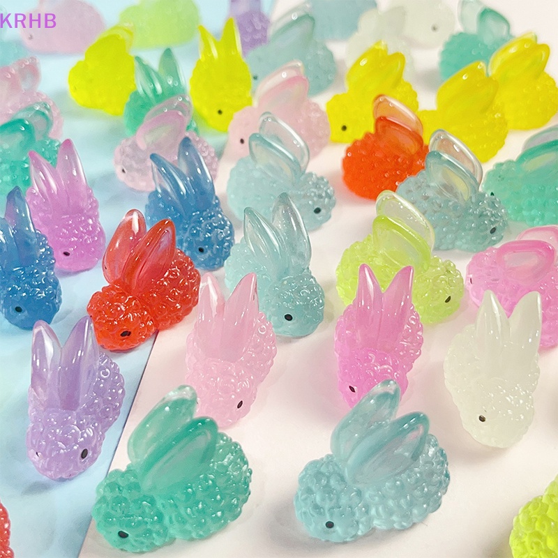 Set 10 Tượng Thỏ Dạ Quang Bằng Nhựa Resin Thủ Công Sáng Tạo Dành Cho Trang Trí Tiểu Cảnh Mới
