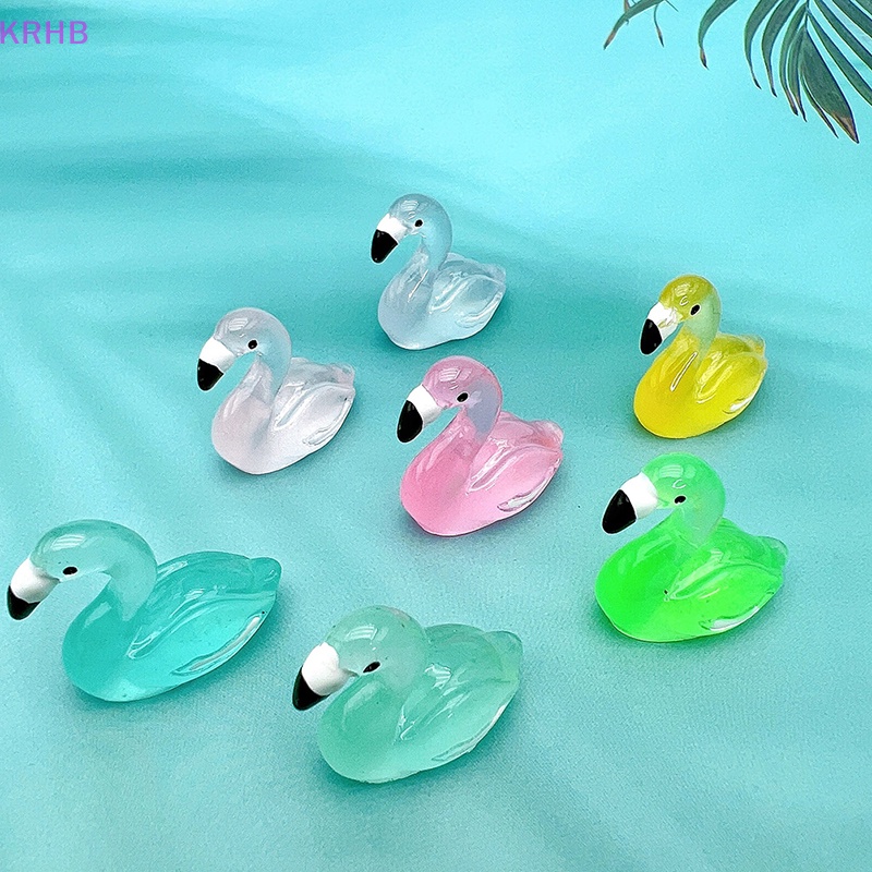 Set 2 Thiên Nga Dạ Quang Mini Bằng Nhựa Resin Trang Trí Sân Vườn Mới