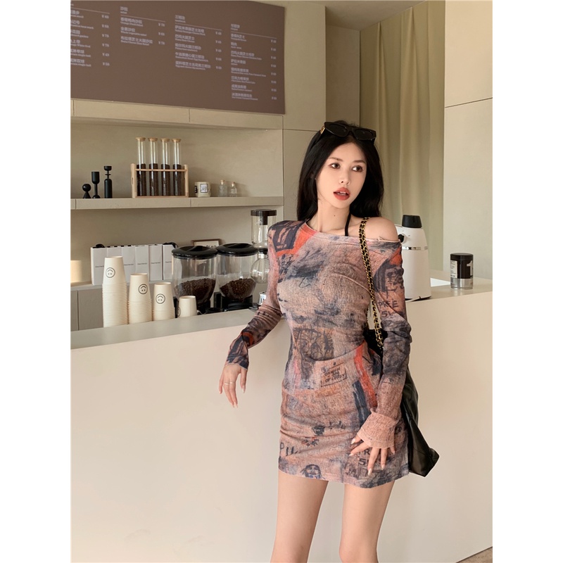 Đầm Ngắn Dáng Ôm In Họa Tiết Graffiti Thời Trang Mùa Hè Cho Nữ