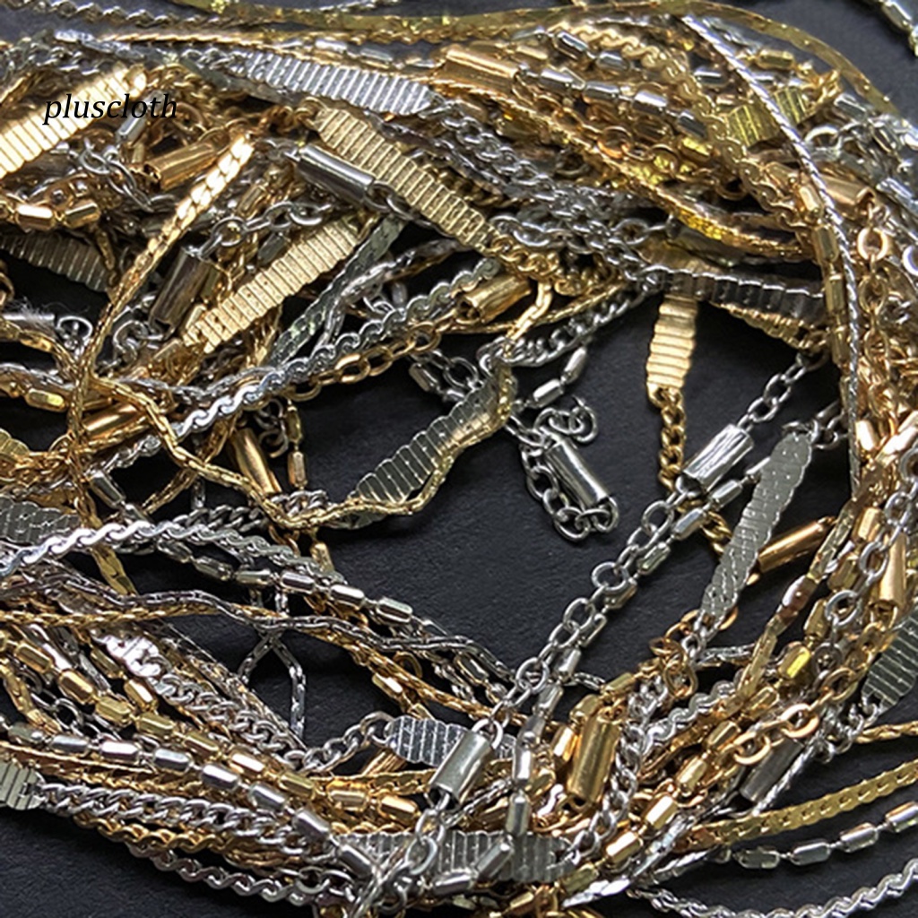 &lt; Plusclothing &gt; Chuỗi Dây Xích Ba Chiều Ánh Sáng Màu Vàng / Bạc Tự Trang Trí Móng Tay Nghệ Thuật Không Rơi Cho Salon