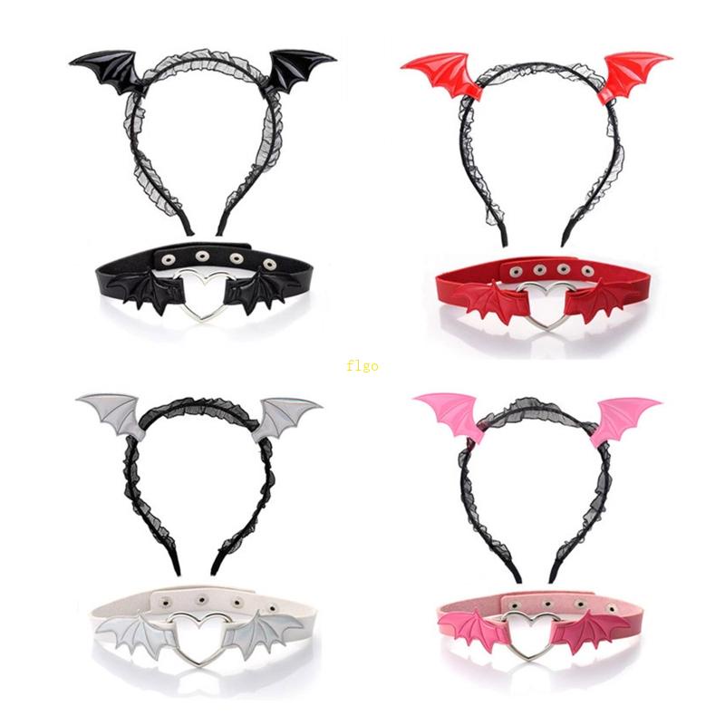 Flgo Gói 2 Băng Đô Và Choker Hình Cánh Dơi Hóa Trang Halloween Cho Người Lớn Và Trẻ Em
