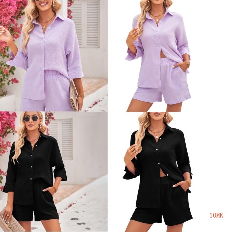 Bộ Áo Tank Top Tay Lửng Phối Quần Short Thời Trang Mùa Hè Cho Nữ