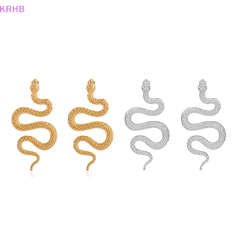 1 Đôi Khuyên Tai Kim Loại Hình Rắn Phong Cách Punk Cá Tính Mới