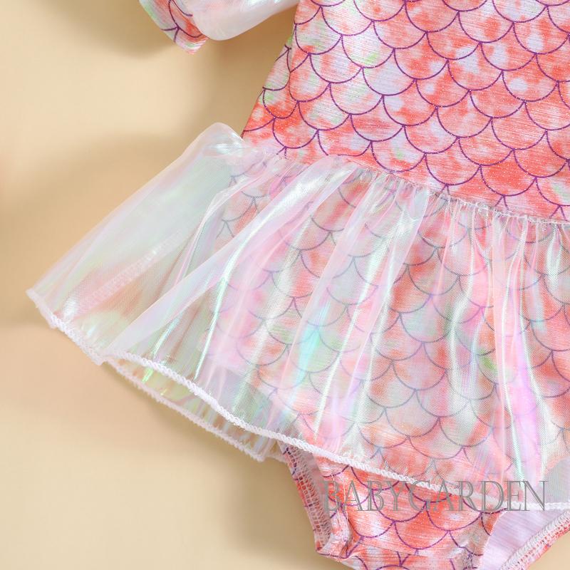 Bộ Đồ Bơi Tay Phồng In Họa Tiết Vảy Cá Dễ Thương Thời Trang Mùa Hè Cho Bé Gái 6 Tháng-5 Tuổi