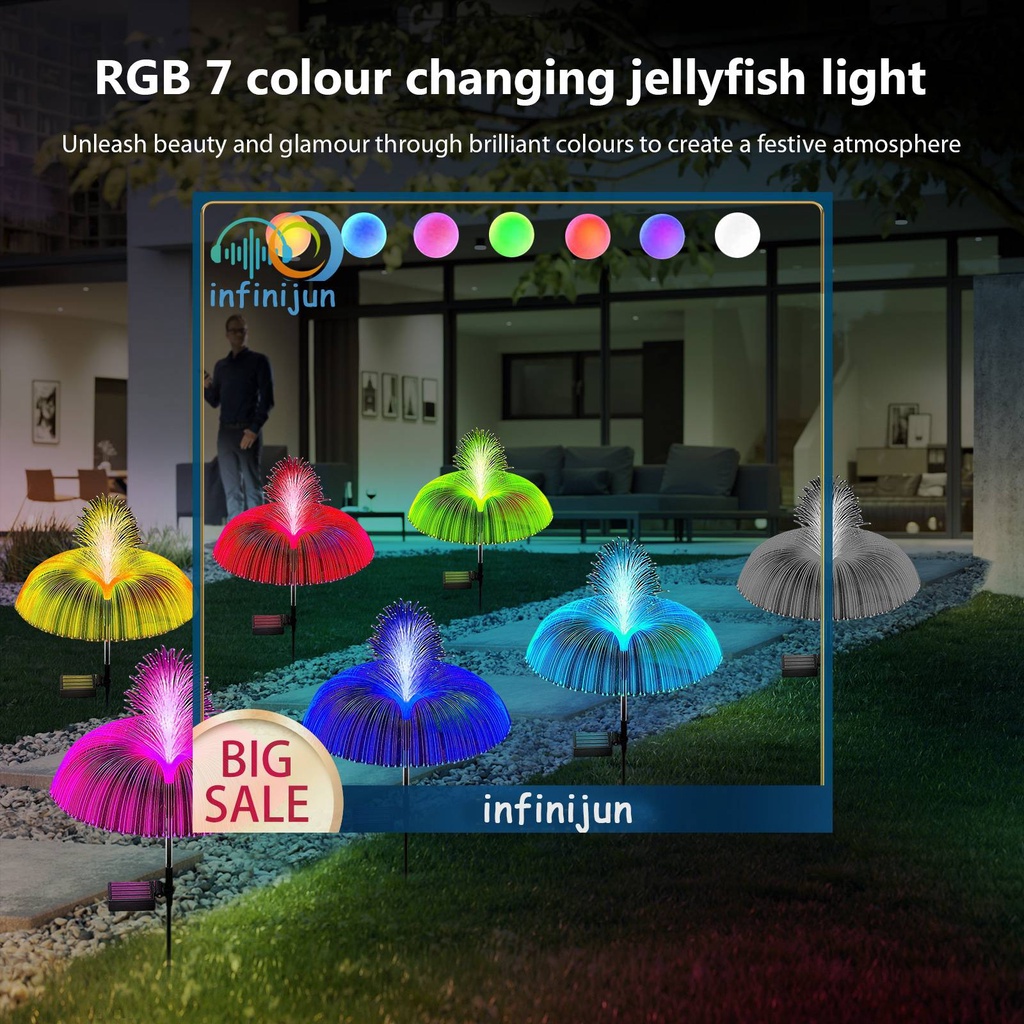 1 / 2 Đèn LED Sợi Quang Năng Lượng Mặt Trời 7 Màu Sắc Thay Đổi IP65 600mAh