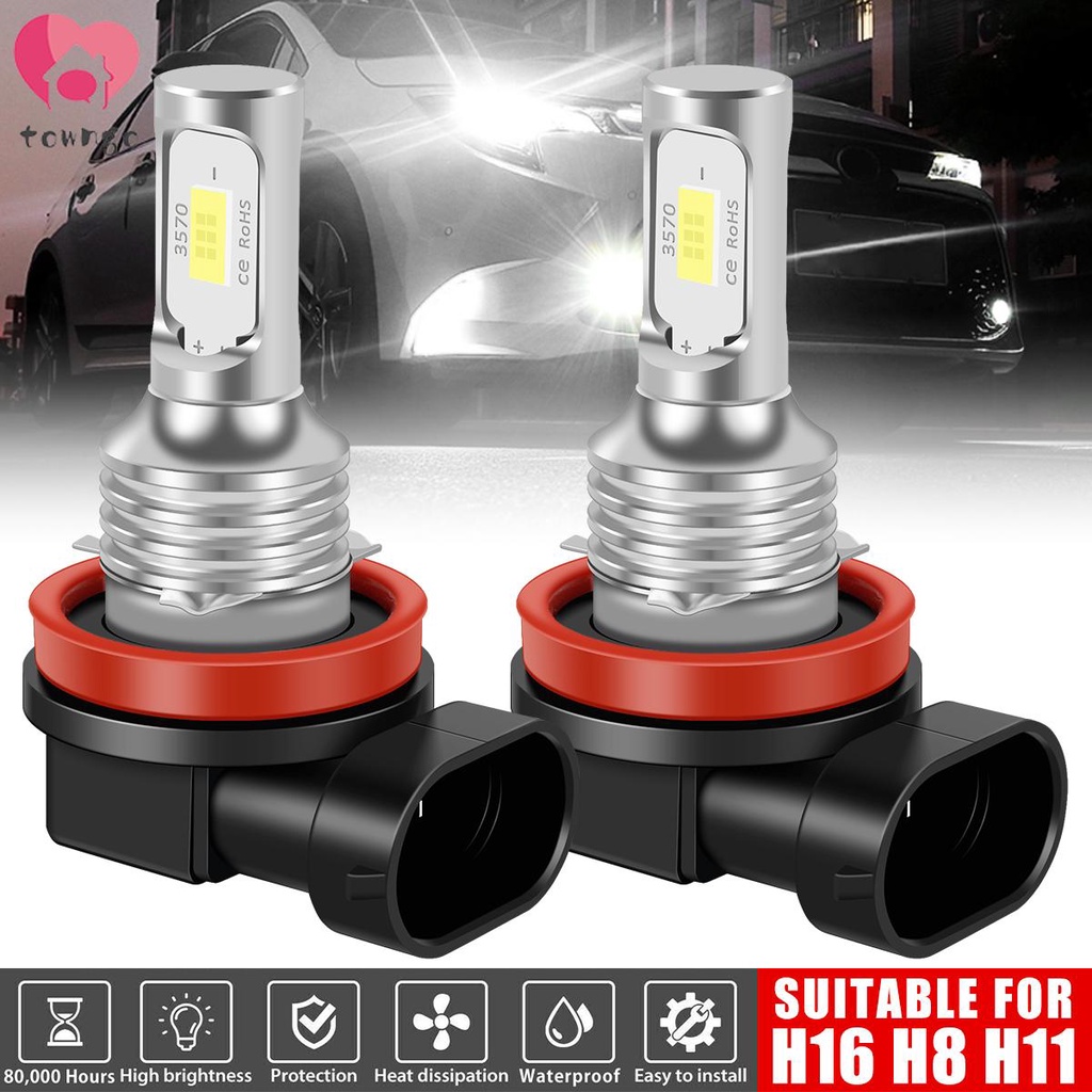 Set 2 Đèn Pha LED 6000K 7000LM 100W H16 H11 H9 H8 Chống Thấm Nước ắp pha ô tô dạng chùm siêu sáng tự động