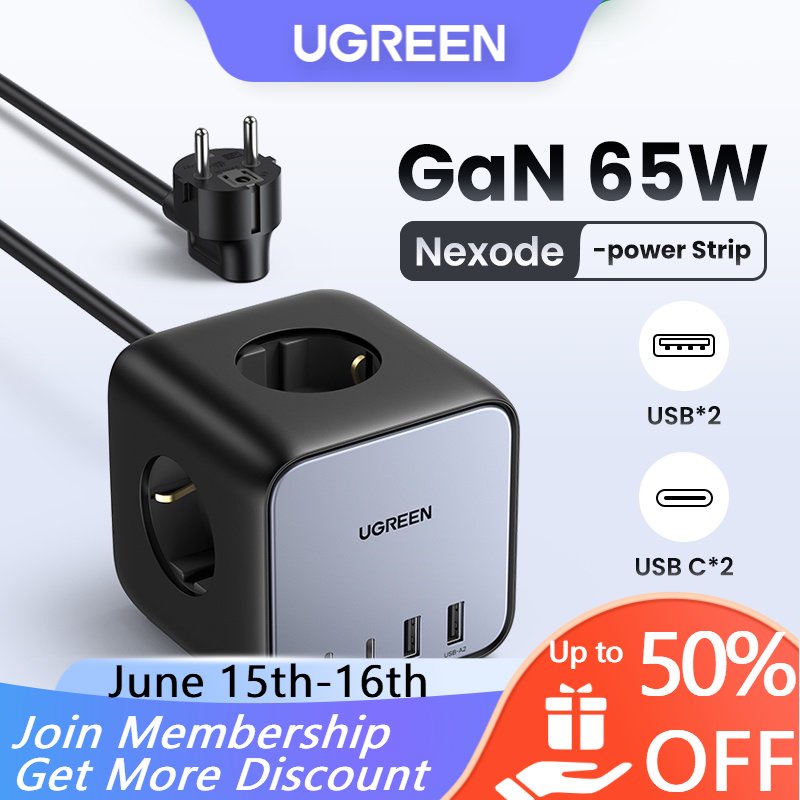 Ugreen Ổ Cắm 7 Cổng GaN PD65W Đa Năng Cho Điện Thoại / Máy Tính Bảng