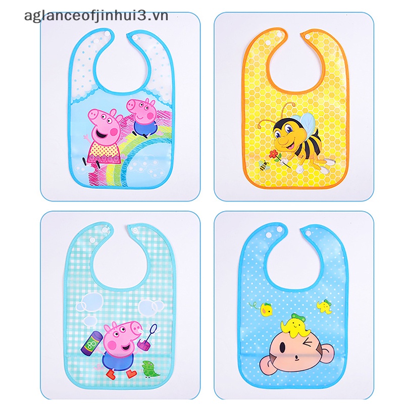 ~ Afhvn ~ Yếm Ăn Chống Thấm Nước Họa Tiết Hoạt Hình Tiện Lợi Dành Cho Bé