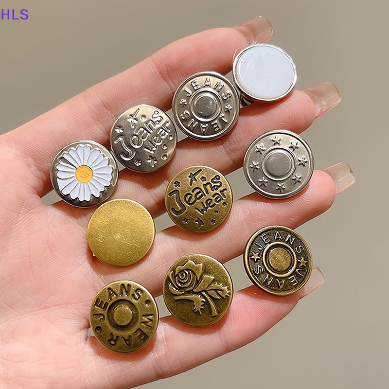 Bộ 5 Nút Quần Jean Thay Thế 17mm Bằng Kim Loại Tiện Dụng