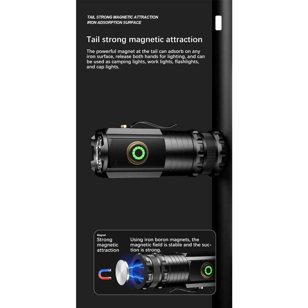 F350 Ánh Sáng Mạnh Đèn Pin Tầm Xa Sạc USB Đèn Pin Di Động Mini Siêu Sáng Ngoài Trời Đèn Kẹp Đa Chức Năng
