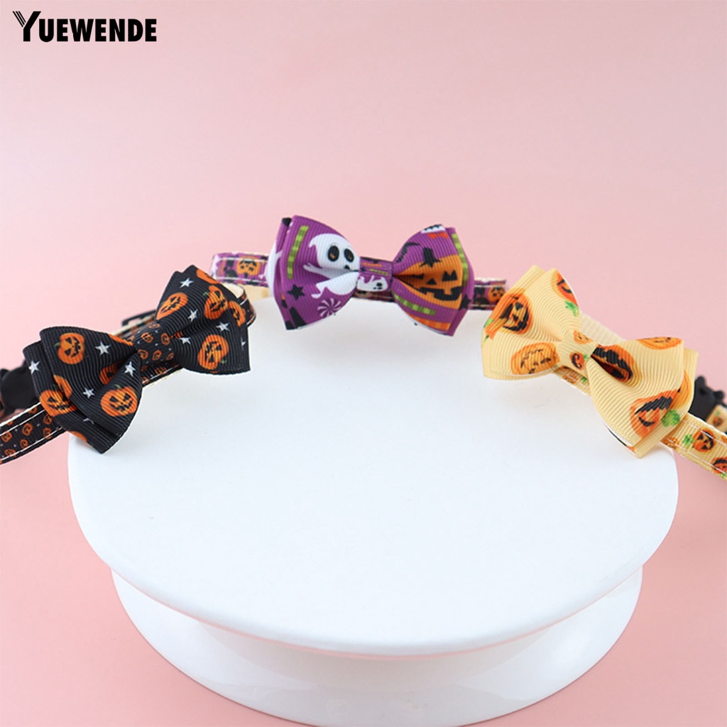 Yq.e Vòng Cổ Bằng Polyester In Họa Tiết Hoạt Hình Dễ Điều Chỉnh Chống Mài Mòn Dễ Tháo Gỡ Không Khí Bí Ngô Ma Bí Ngô Halloween Cho Thú