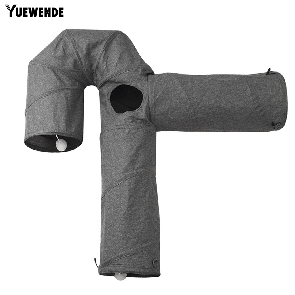 Yq.e Đồ Chơi Đường Hầm Vải Canvas Bốn Lỗ Gấp Gọn Tiết Kiệm Không Gian Màu Xám Giúp Thư Giãn Cho Mèo Cưng