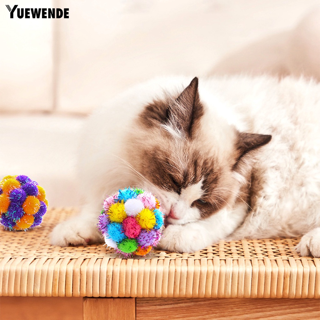 Quả Bóng Lông Xù Nhiều Màu Có Chuông Đồ Chơi Cho Mèo Cưng