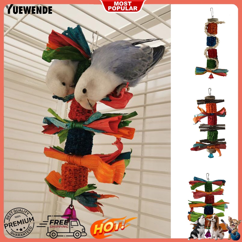 Yq.e Đồ Chơi Khối Gỗ Hình Bắp Ngô Nhiều Màu Sắc Có Chuông Dành Cho Chim Vẹt