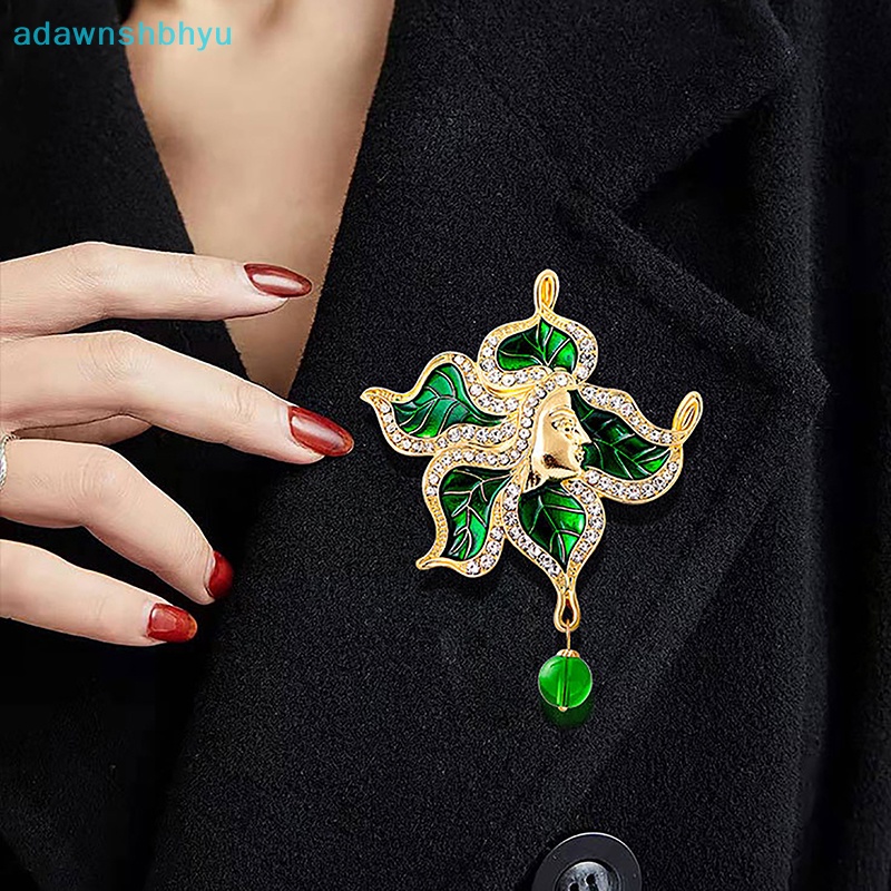 Ghim Cài Áo Hình Chiếc Lá Đính Đá Phong Cách Vintage Thời Trang Cho Nam Nữ