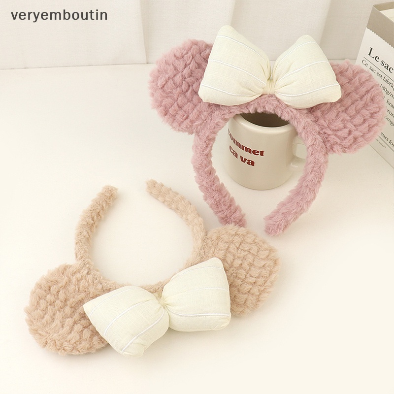 Băng Đô Cài Tóc Vải Bông Hình Tai Gấu Không Trượt Thời Trang Cho Nữ