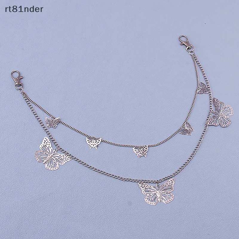 Rt Thắt Lưng Hai Lớp Phối Móc Khóa Hình Bướm Rỗng Phong Cách Hip Hop Cổ Điển Hợp Thời Trang Cho Nam Và Nữ