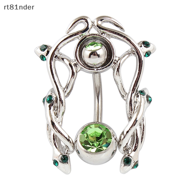 Rt Khuyên Rốn Bằng Thép Không Gỉ Hình Rắn Đính Đá Xanh Lá Sáng Tạo Không Gây Dị Ứng Cho Nữ