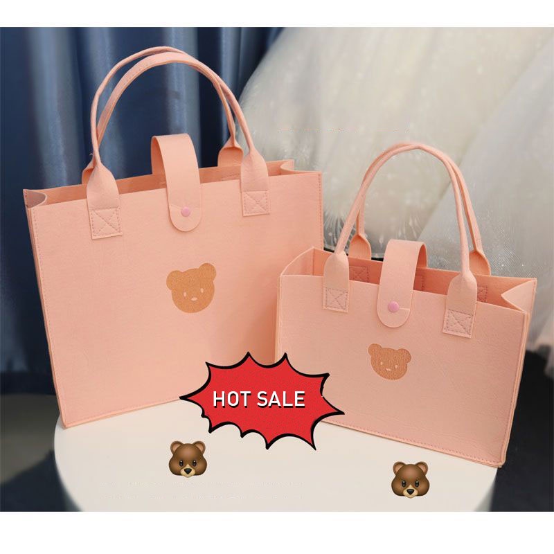 CATIMINI Túi Xách Mua Sắm Cỡ Lớn Bằng Vải Nỉ In Hình Gấu Dễ Thương Chất Lượng Cao