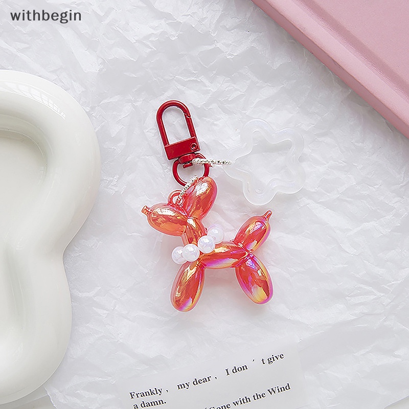 Móc Khóa Acrylic Hình Chú Chó / Ngôi Sao / Bóng Bay Màu Kẹo Dạ Quang Dễ Thương Thời Trang