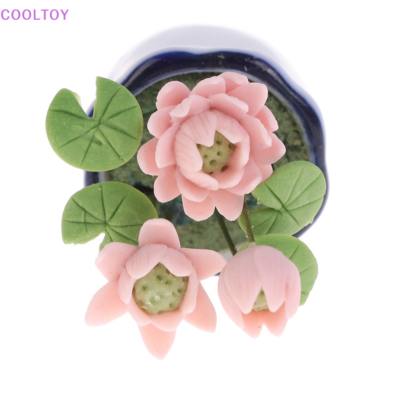 Chậu Hoa Sen Bằng Gốm Trang Trí Nhà Búp Bê Tỉ Lệ 1: 12