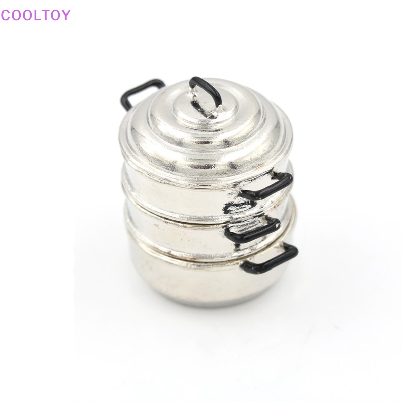 Cooltoy Mô Hình Nồi Hấp 3 Tầng Bằng Kim Loại Trang Trí Nhà Búp Bê 1: 12