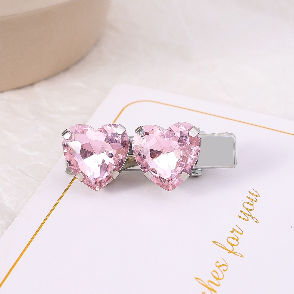 Kẹp Tóc Đính Đá Hình Trái Tim Màu Hồng Xinh Xắn Y2k