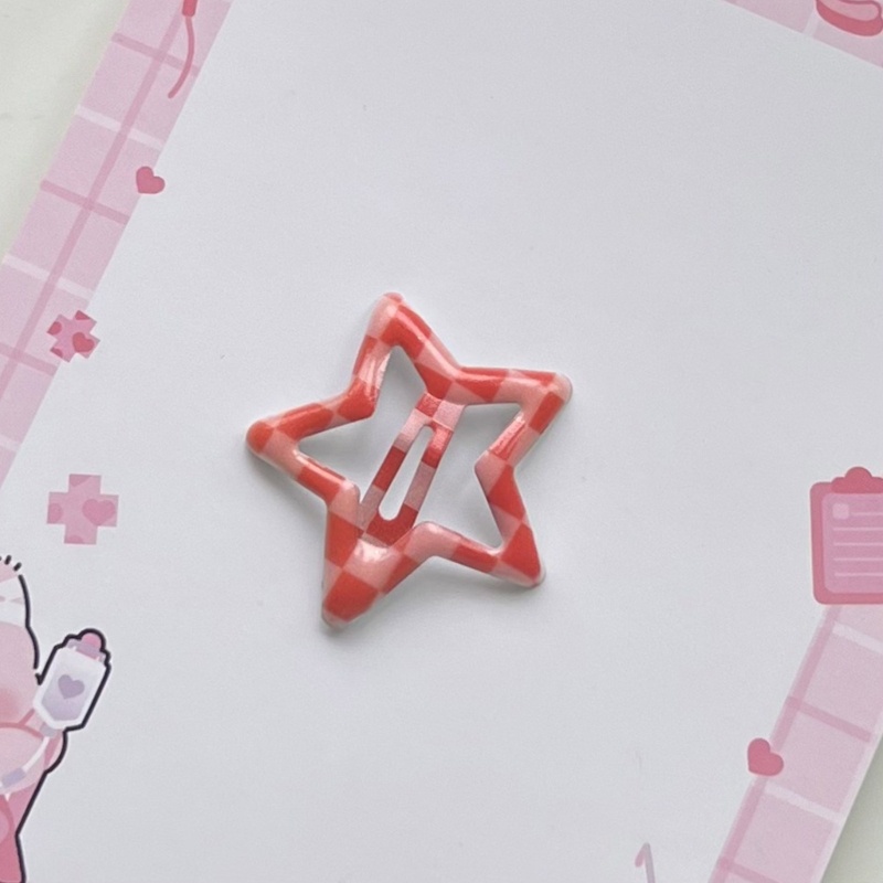 Kẹp Tóc Mái Hình Ngôi Sao / Kẻ Ô Vuông Y2K Chống Trượt Thời Trang Xuân Hè Cho Nữ