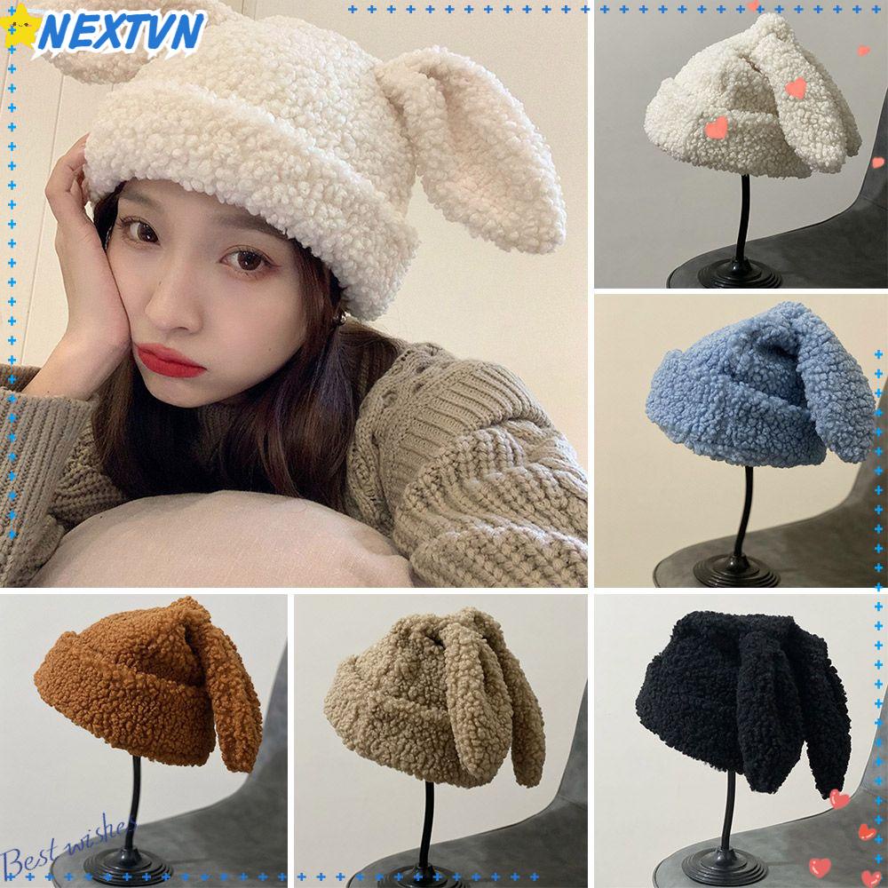 Mũ Beanie Tai Thỏ Mềm Mại Chống Gió Dễ Thương