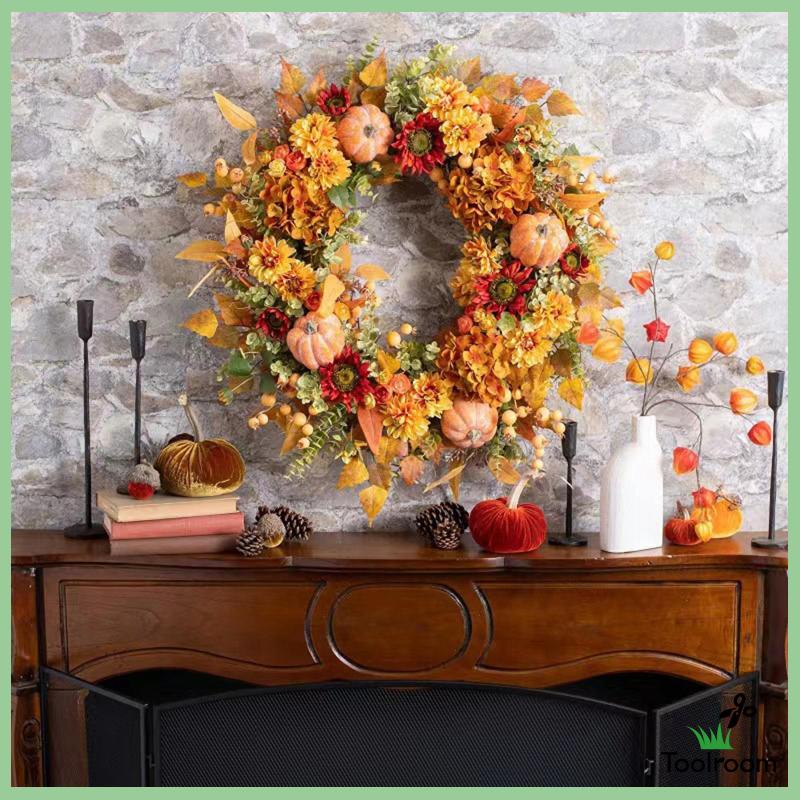 Vòng Hoa Bí Ngô 18 &quot;Treo Cửa Trước Trang Trí Lễ Tạ Ơn