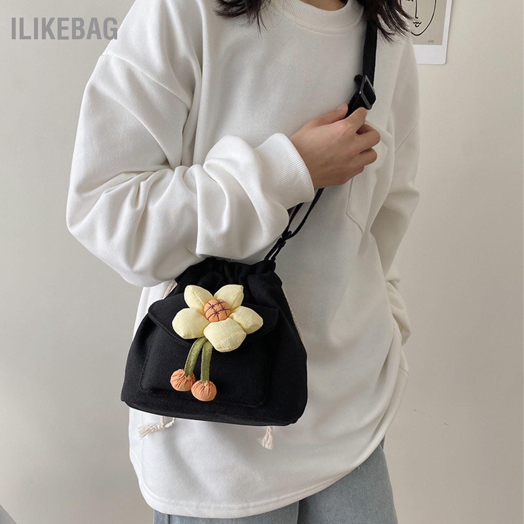 Ilikebag Túi xô xách tay Dây đeo dài Vải bố Ví vai đơn rút cho Du lịch Dự tiệc