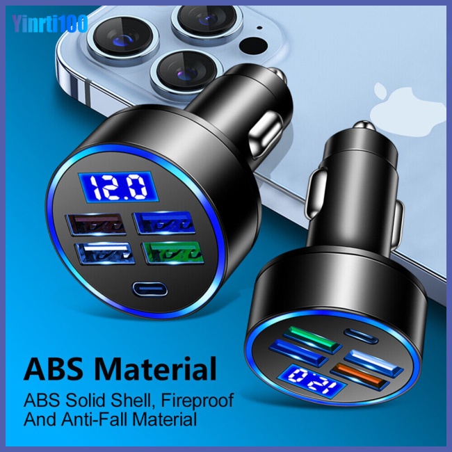 Cục Sạc Nhanh Yinrti 4 Cổng Usb Type-c Màn Hình Led Kỹ Thuật Số Hiển Thị Điện Áp 5 Trong 1 Có Thể Sạc Lại
