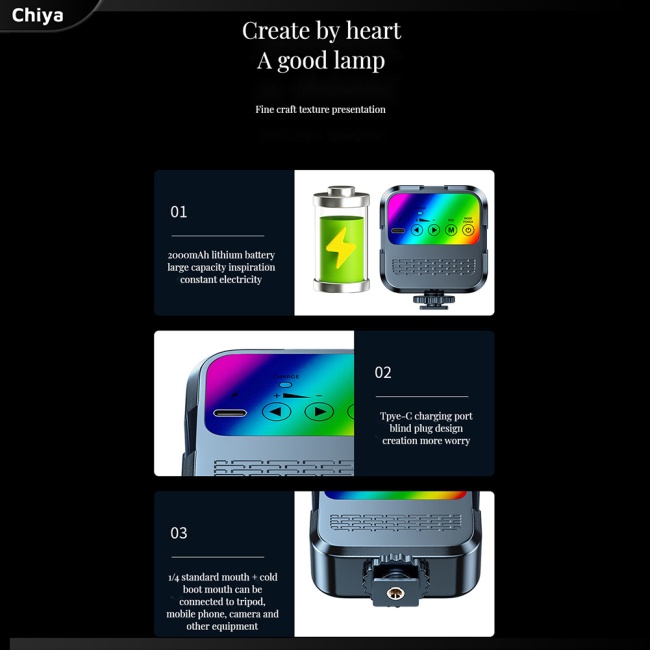 Đèn Rgb Mini Cầm Tay Có Kẹp Gắn Điện Thoại Di Động Hỗ Trợ Chụp Ảnh Selfie