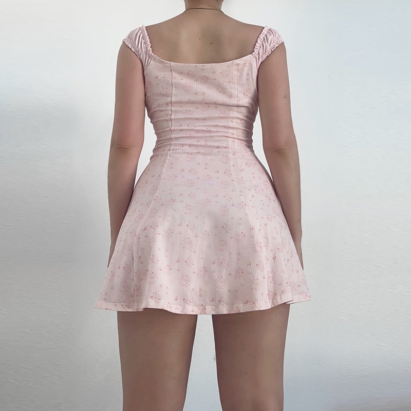 DUNEA Đầm Hai Dây Dáng Ôm In Họa Tiết Hoa Phong Cách Nhẹ Nhàng Thanh Lịch Dành Cho Bạn Nữ